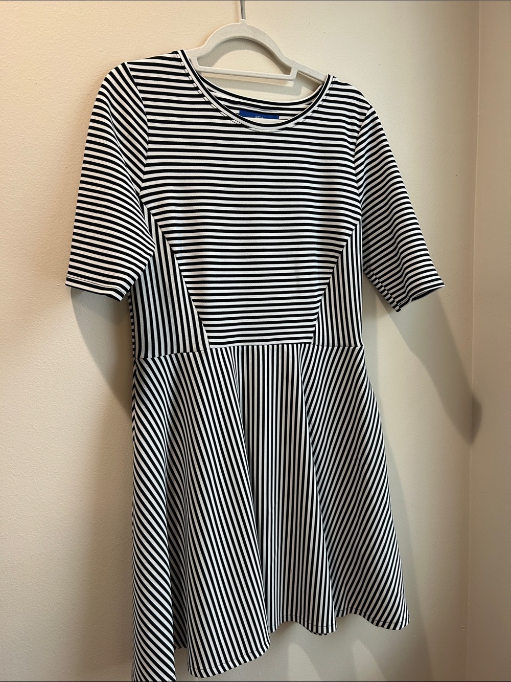 Apt. 9 Black and White Striped Fit-and-Flare Dress